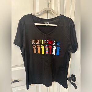 Screen printed TOGETHER WE RISE t shirt